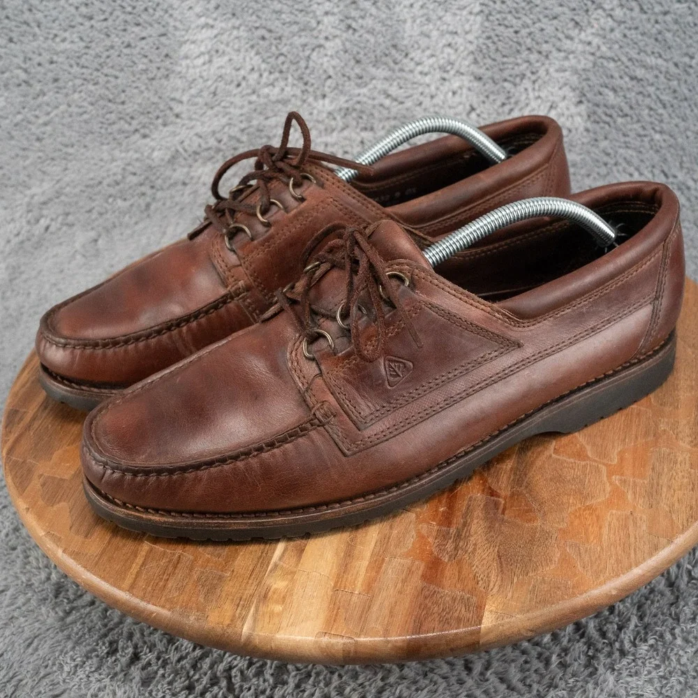 Florsheim Brown Leather Lace-Up Boat Shoes Size 12 D